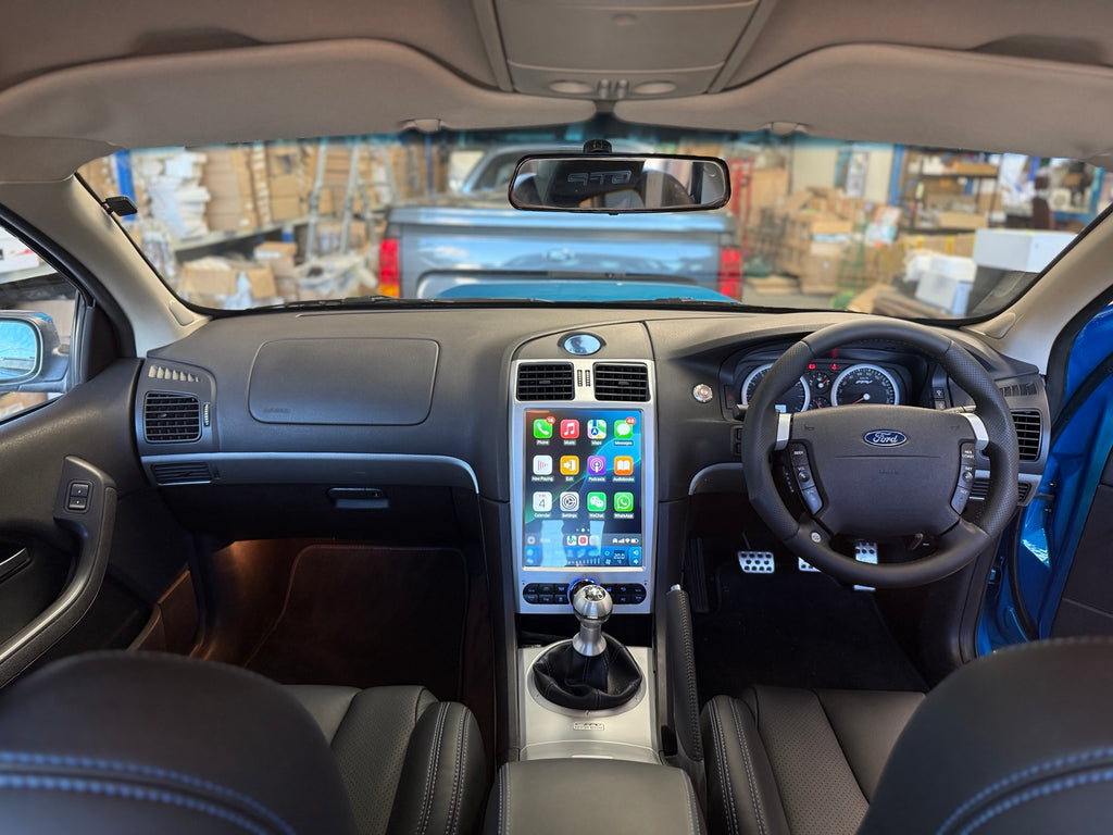 Ford Falcon BA BF 12.1 inch GENOVA head unit showing Apple CarPlay