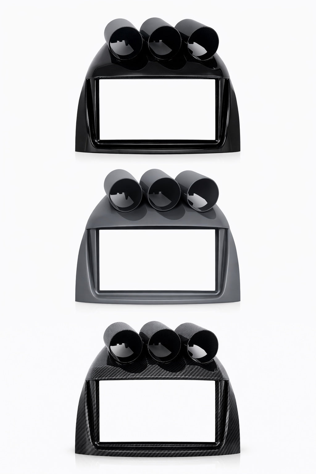 Ford Falcon FG MK1 triple gauge pod and fascia finish options in black grey and carbon style