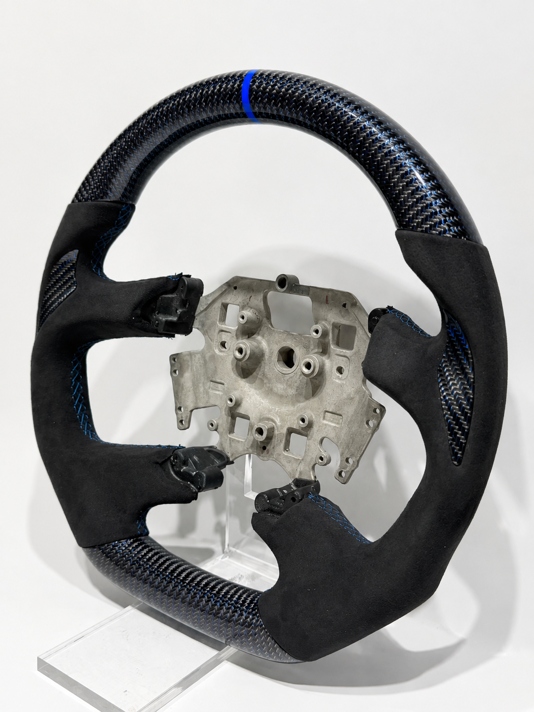 GENOVA Ford Territory SZ carbon fibre and Alcantara steering wheel angled view without centre components