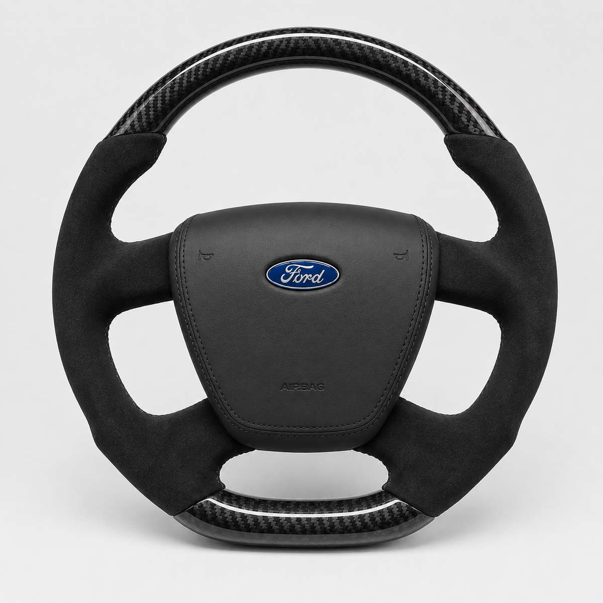 GENOVA Ford Territory SZ premium steering wheel and custom outer centre cover set black Alcantara with carbon fibre