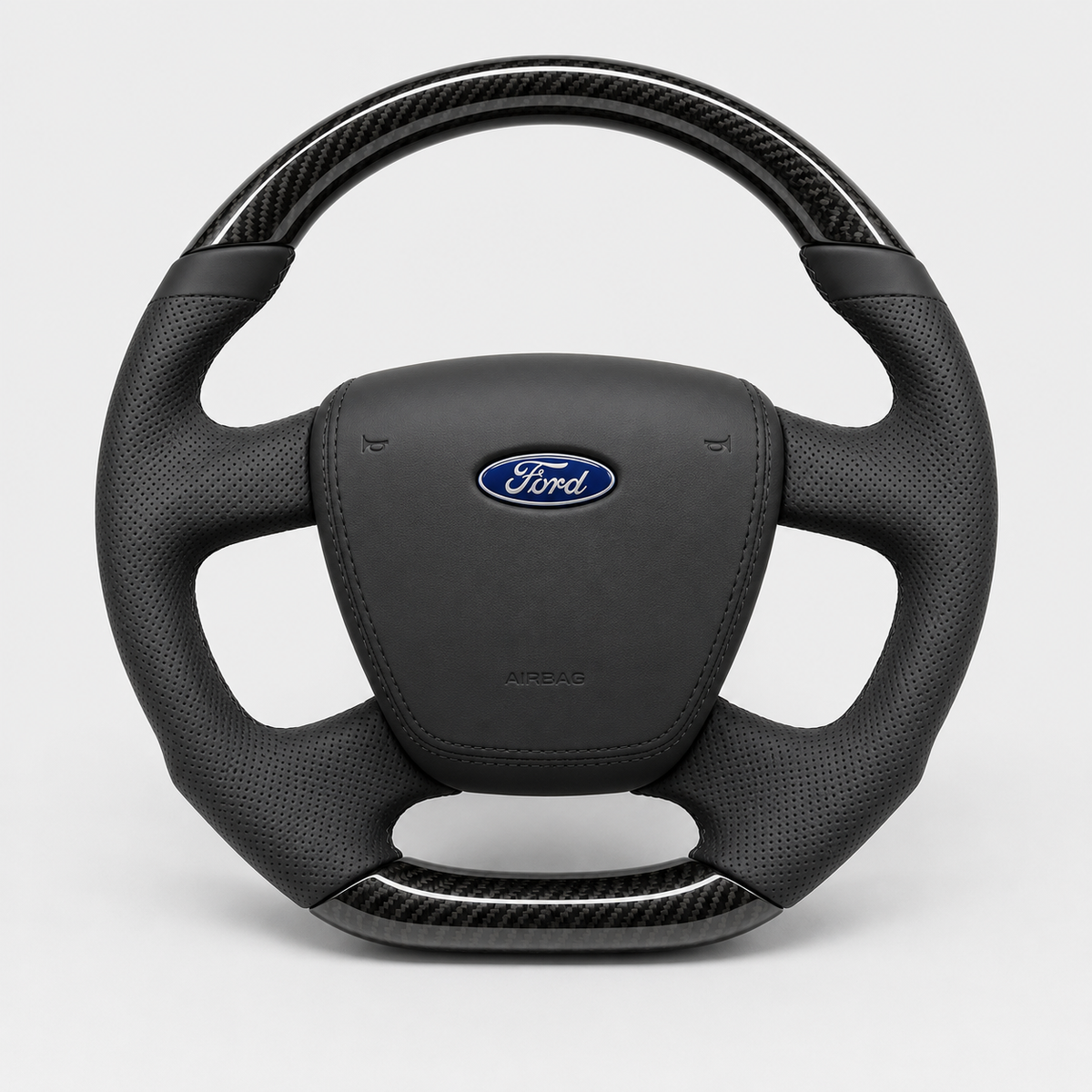 GENOVA Ford Territory SZ premium steering wheel and custom outer centre cover set black perforated leather with carbon fibre