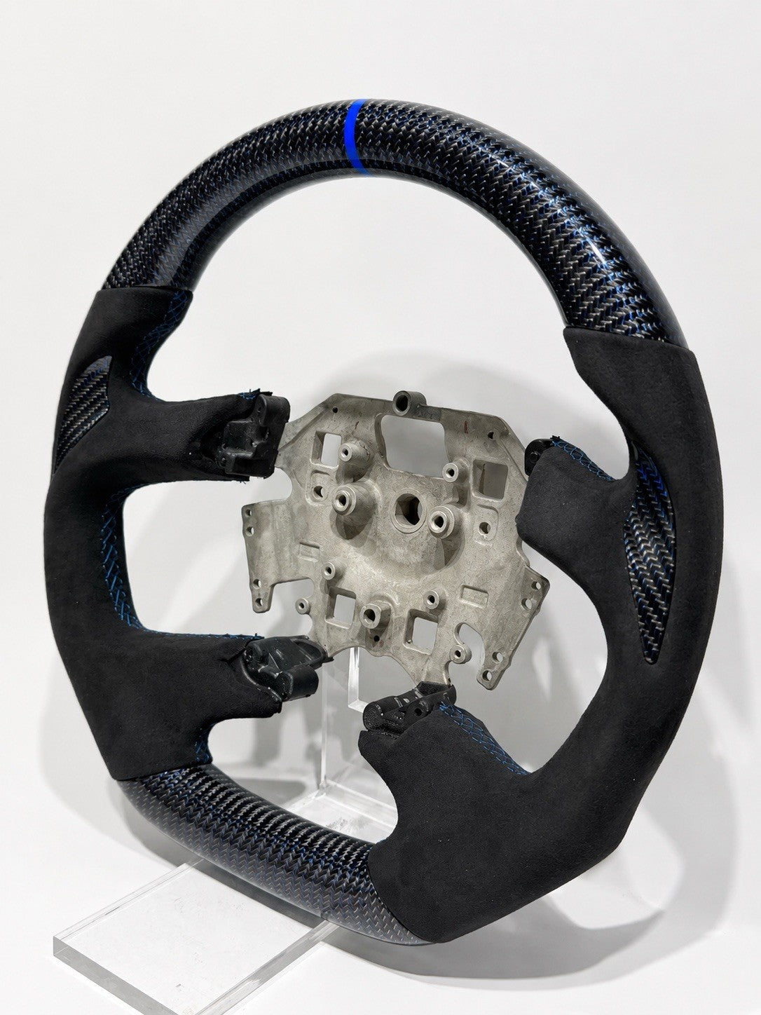 Close-up of Alcantara grip on Ford Territory SZ steering wheel